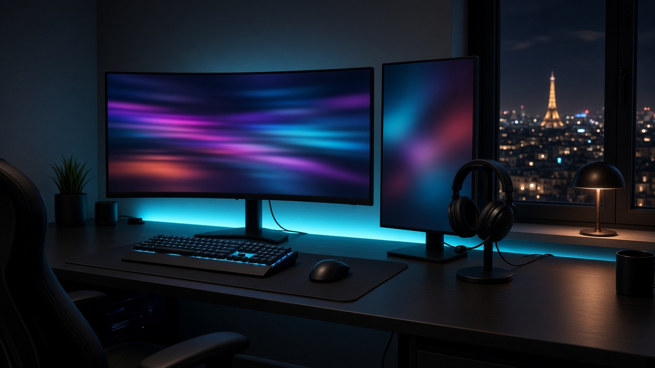 Bureau personnel de joueur la nuit