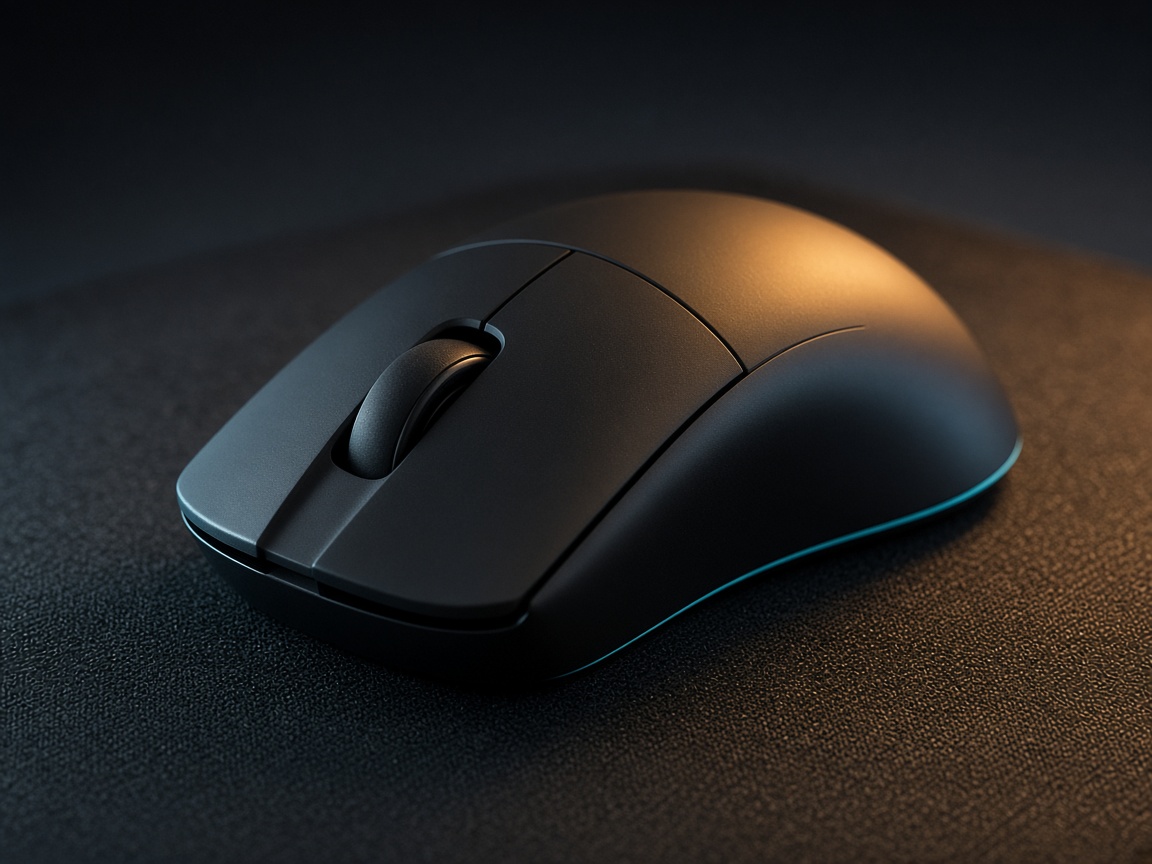 Souris légère noire sur tapis sombre